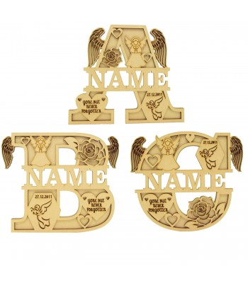 Laser Cut Personalised Themed Layered Letter with Name - Gone But Not Forgotten Themed - Size Options