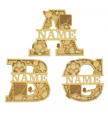 Laser Cut Personalised Themed Layered Letter with Name - Football Themed - Size Options