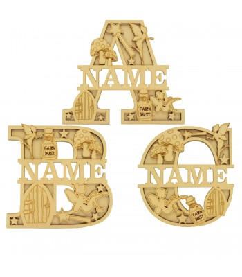 Laser Cut Personalised Themed Layered Letter with Name - Fairy Theme - Size Options