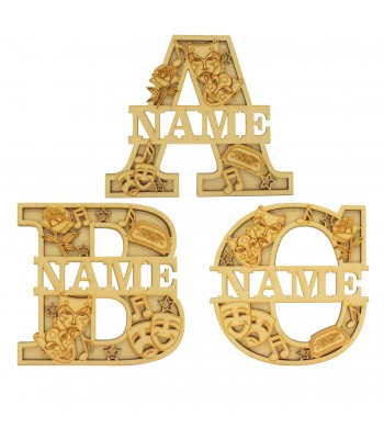 Laser Cut Personalised Themed Layered Letter with Name - Musical Theatre Themed - Size Options