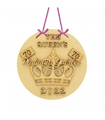 Laser Cut 'The Queen's Platinum Jubilee' 2022 - 3D Circle Plaque