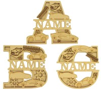 Laser Cut Personalised Themed Layered Letter with Name - Cars Theme - Size Options