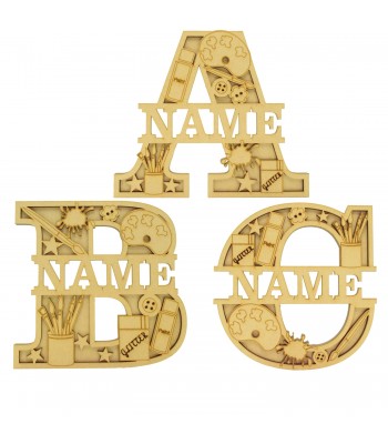 Laser Cut Personalised Themed Layered Letter with Name - Crafting Theme - Size Options