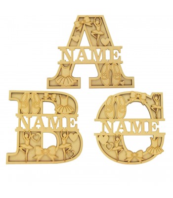 Laser Cut Personalised Themed Layered Letter with Name - Ballet Theme - Size Options