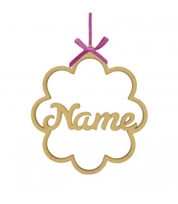 Laser Cut Personalised Flower Shape with Name Hanging Decoration