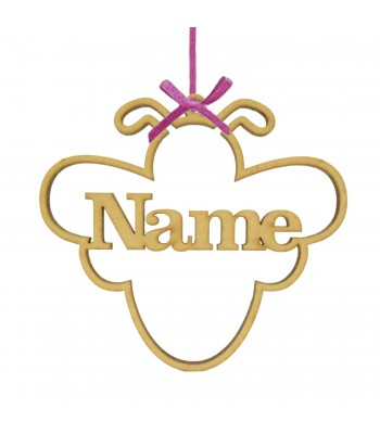 Laser Cut Personalised Bee Shape with Name Hanging Decoration