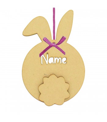 Laser Cut Personalised Hanging Bunny Rabbit Decoration With 3D Tail