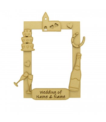Laser Cut Themed Personalised 3D Selfie Photo Frame - Wedding Shapes