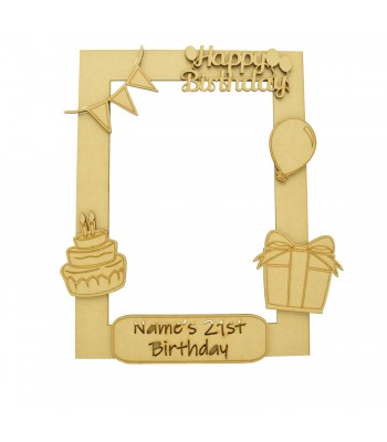 Laser Cut Themed Personalised 3D Selfie Photo Frame - Birthday Shapes