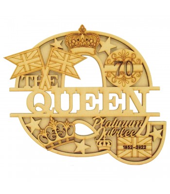 Laser Cut Personalised Themed Layered Letter with Name - The Queen's Jubilee Themed - Size Options