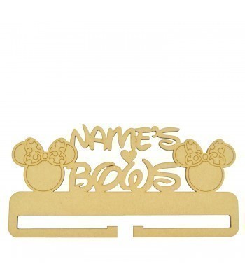 Laser Cut Personalised Large 'Bows' Rail/Holder with Girl Mouse Shapes