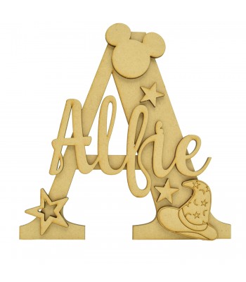 Laser Cut Personalised 3D Letter With Name & Shapes - Boy Mouse Themed - Font Choice