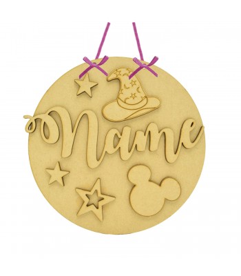 Laser Cut Personalised 3D Layered Circle Plaque - Boy Mouse Design