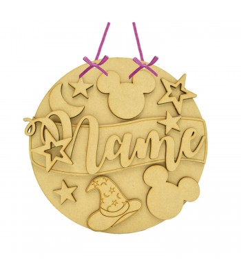 Laser Cut Personalised 3D Detailed Layered Circle Plaque - Boy Mouse Themed