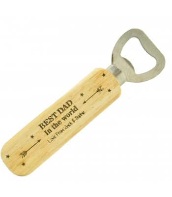  Laser Engraved Wooden Personalised 'Best Dad In The World' Love From...Bottle Opener