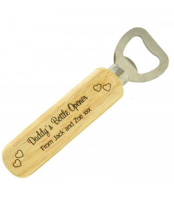  Laser Engraved Wooden Personalised 'Daddy's Bottle Opener' From...With Hearts