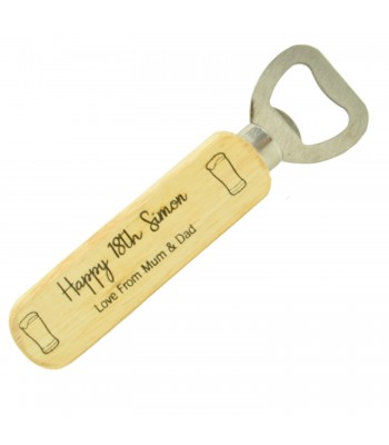  Laser Engraved Wooden Personalised 'Happy Age Birthday' Love From... Bottle Opener - Beer Glasses