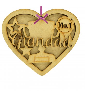 Laser Cut Personalised 3D Hanging Heart Bauble - Trophy Theme