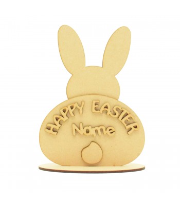 Laser Cut 3D Personalised Easter Bunny Head With Tail on a Stand