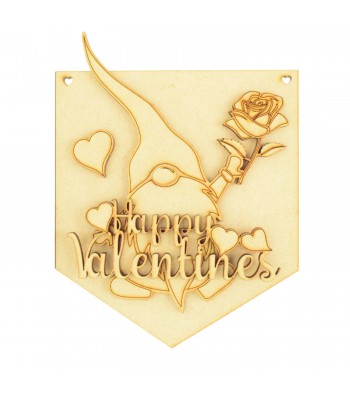 Laser Cut Valentines Gonk Flag Large Bunting Banner With Rose Shape