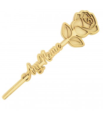  Laser Cut 3mm 3D Rose With Personalised Stem