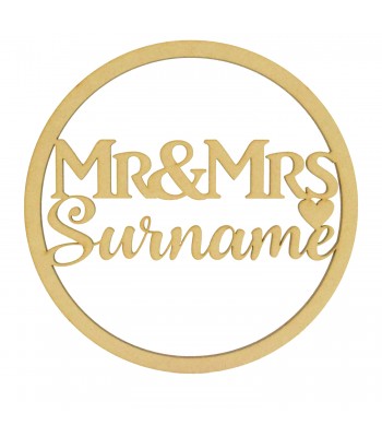 Laser Cut Personalised Mr & Mrs Surname Dream Catcher Frame - Wall Art Hoop  - Size Options