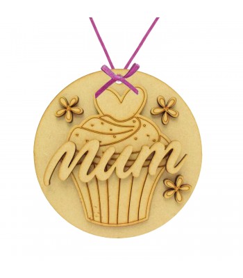 Laser Cut Mothers Day 3D Hanging Bauble - Cupcake Theme