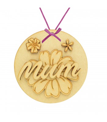 Laser Cut Mothers Day 3D Hanging Bauble - Flower Theme