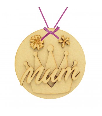 Laser Cut Mothers Day 3D Hanging Bauble - Crown Theme