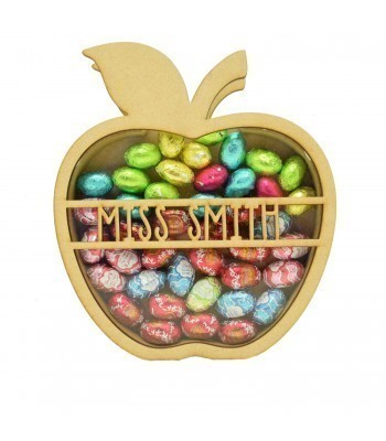 Personalised 18mm Re Fillable Chocolate and Sweets Teacher Drop Box - Laser Cut 3mm 3D Design - Personalised Teacher Apple Design
