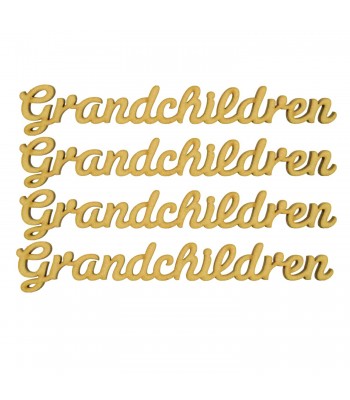 Laser Cut Grandchildren Joined Word in a Script Font For Box Frame Tree Kits - 4 Pack