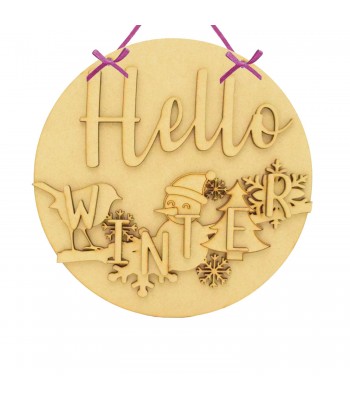 Laser Cut Season Themed 3D Detailed Layered Circle Plaque - Winter Themed