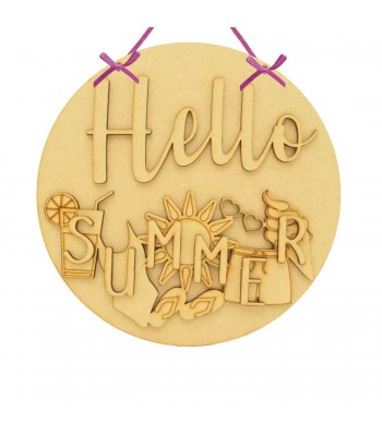 Laser Cut Season Themed 3D Detailed Layered Circle Plaque - Summer Themed