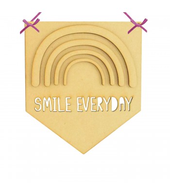  Laser Cut 3mm Stencil Cut 'Smile Everyday' Wording Banner Flag With 3D Rainbow