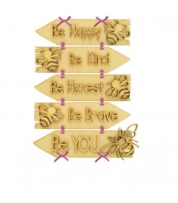 Laser Cut 3D Be Happy Be Kind Be Honest Be Brave Be YOU! Wall Direction Arrows 