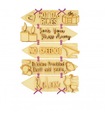 Laser Cut 3D 'Hot Tub Rules' Wall Direction Arrows 