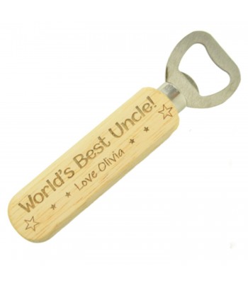  Laser Engraved Wooden Personalised 'Worlds Best Uncle!' Love...Bottle Opener