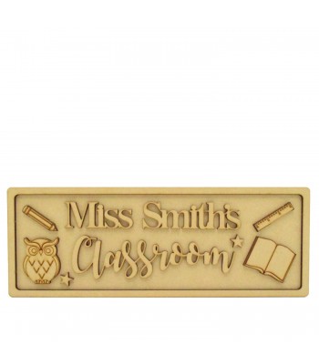 Laser Cut 3mm Personalised Teachers Classroom Street Sign With Teacher Themed Shapes