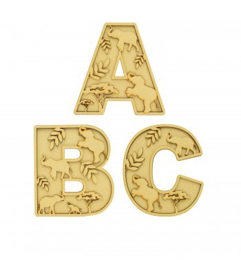 Laser Cut Personalised Themed Layered Letter - Elephant Themed - Size Options