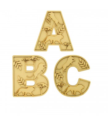 Laser Cut Personalised Themed Layered Letter - Lion Themed - Size Options