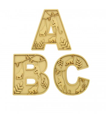 Laser Cut Personalised Themed Layered Letter - Monkey Themed - Size Options