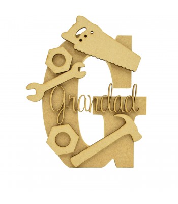 18mm Freestanding Letter With Seperate 3mm 3D Script Name And Themed Shapes - Tools Theme