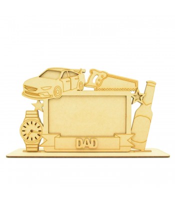Laser Cut 3D Fathers Day Personalised 3D Photo Frame On Stand - Man Cave Theme