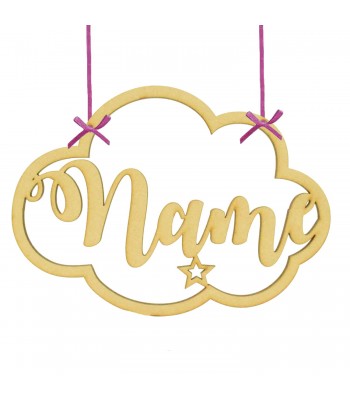 Laser Cut Personalised Name Cloud Dream Catcher with Hanging Holes