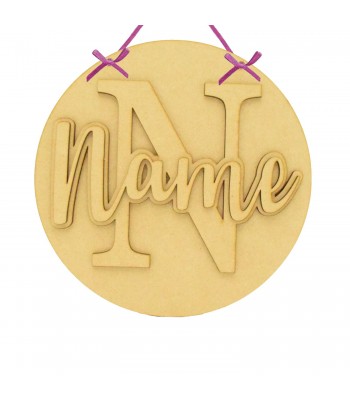 Laser Cut 3D Personalised Initial and Name Layered Circle Plaque
