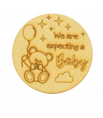 Laser Cut Pregnancy Announcement 'We Are Expecting A Baby' Mini Circle Plaque