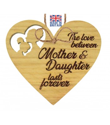 Laser Cut Oak Veneer 'The Love Between Mother & Daughter' Engraved Mini Plaque