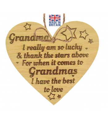 Laser Cut Oak Veneer 'Grandma... I Have The Best To Love' Engraved Mini Plaque