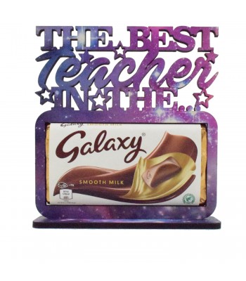 The Best Teacher In The Galaxy Chocolate Bar Holder on a Stand Printed Finish