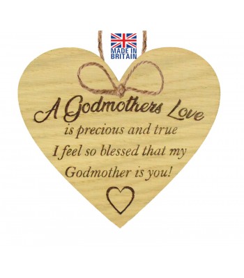 Laser Cut Oak Veneer 'A Godmothers Love Is Precious and True' Engraved Mini Plaque